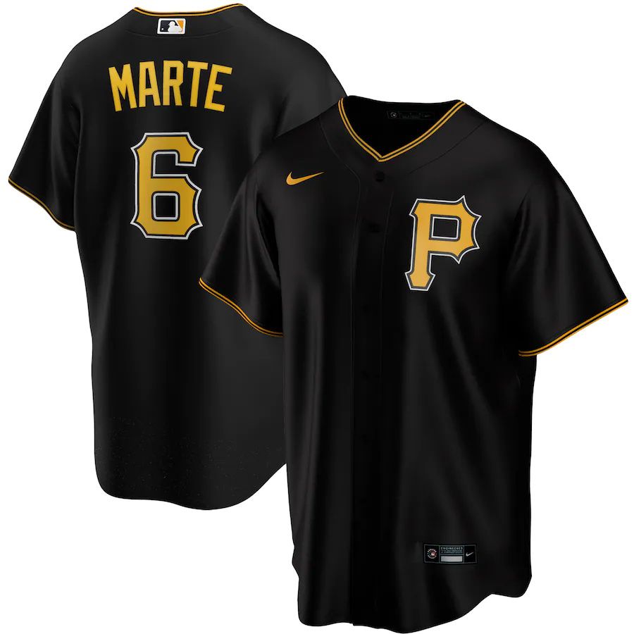 Mens Pittsburgh Pirates #6 Starling Marte Nike Black Alternate Replica Player Name MLB Jerseys->tampa bay rays->MLB Jersey